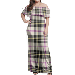 MacPherson Dress Ancient Tartan Off Shoulder Long Dress