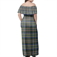 Scott Green Modern Tartan Off Shoulder Long Dress