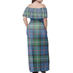 MacPhail Hunting Ancient Tartan Off Shoulder Long Dress