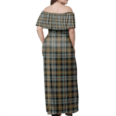 Farquharson Weathered Tartan Off Shoulder Long Dress