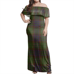 Cunningham Hunting Modern Tartan Off Shoulder Long Dress