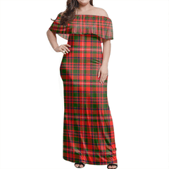 MacKinnon Modern Tartan Off Shoulder Long Dress