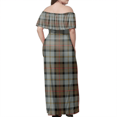 MacLeod Of Harris Weathered Tartan Off Shoulder Long Dress