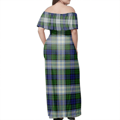 Blackwatch Dress Modern Tartan Off Shoulder Long Dress