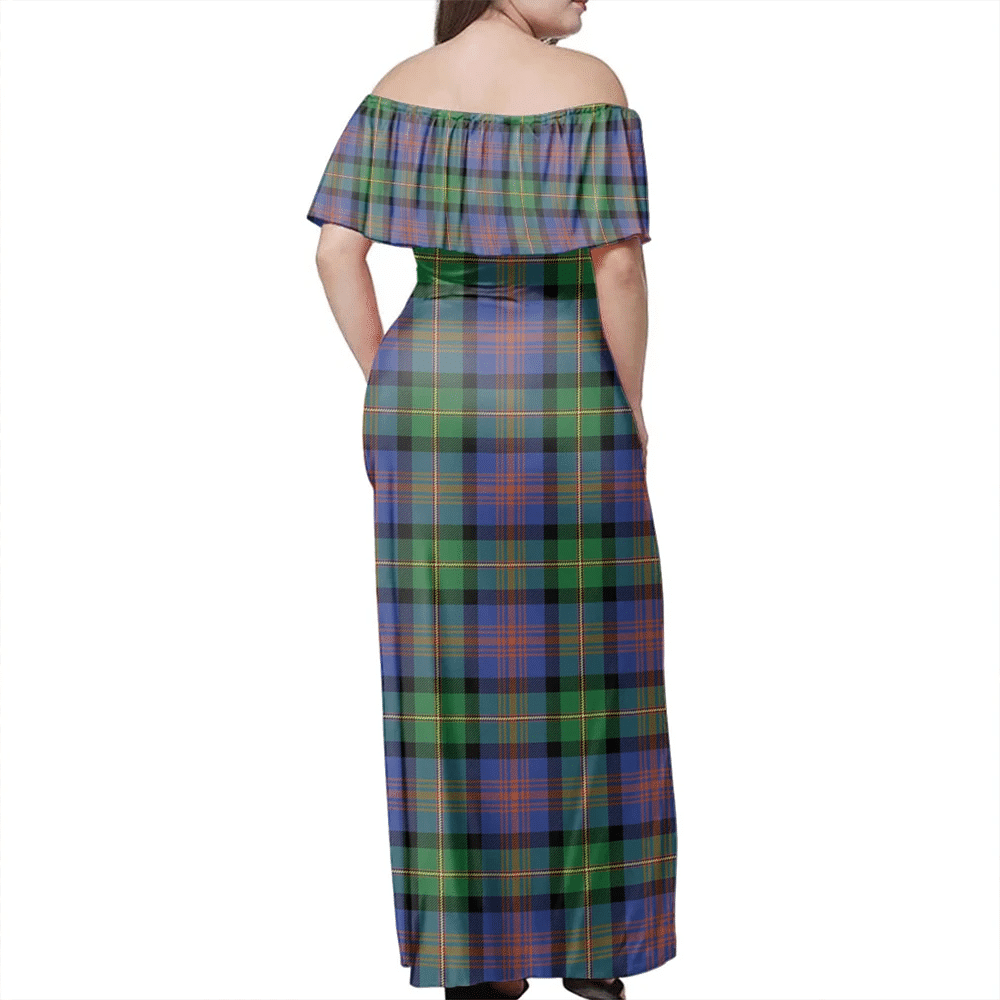 Logan Ancient Tartan Off Shoulder Long Dress