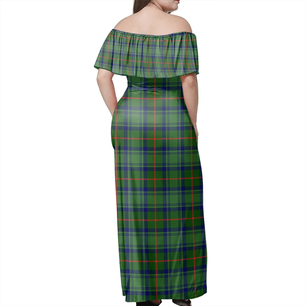 Cranstoun Tartan Off Shoulder Long Dress