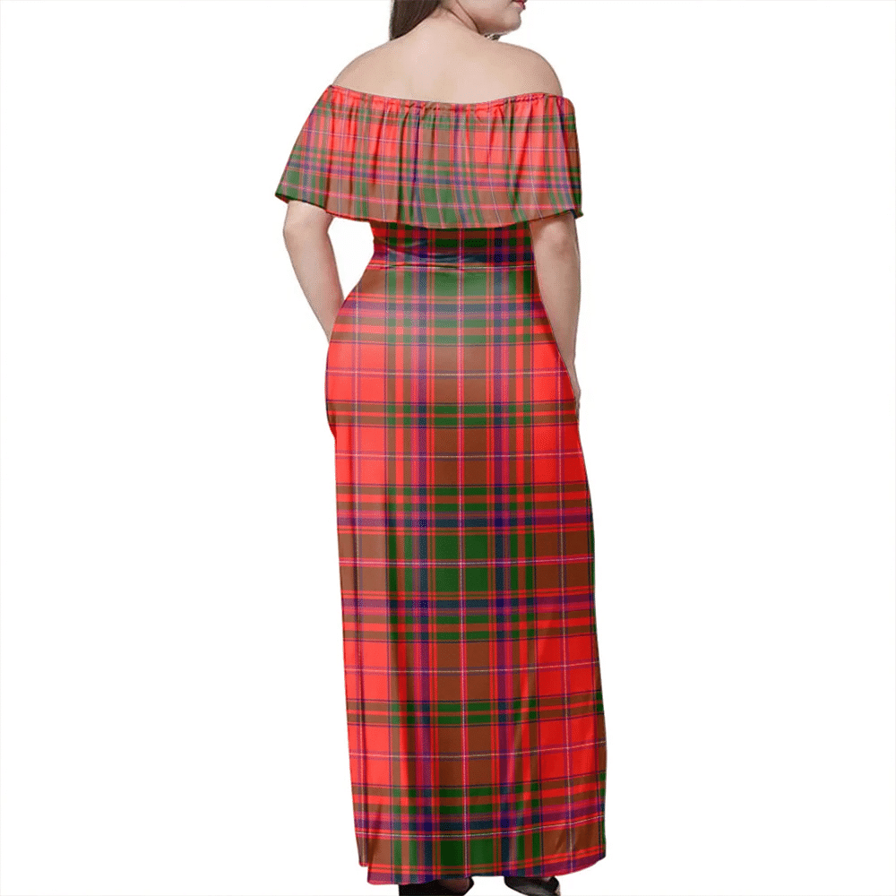 MacDougall Modern Tartan Off Shoulder Long Dress