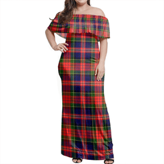 MacPherson Modern Tartan Off Shoulder Long Dress