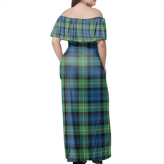 Gordon Ancient Tartan Off Shoulder Long Dress