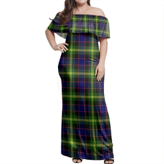 Watson Modern Tartan Off Shoulder Long Dress