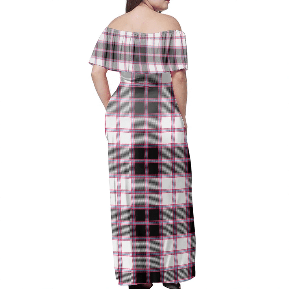 MacPherson Hunting Modern Tartan Off Shoulder Long Dress