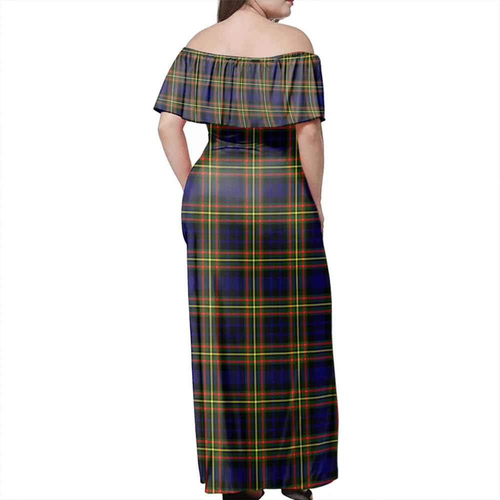 MacLellan Modern Tartan Off Shoulder Long Dress