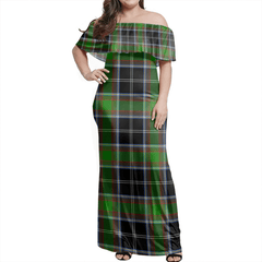 Webster Tartan Off Shoulder Long Dress