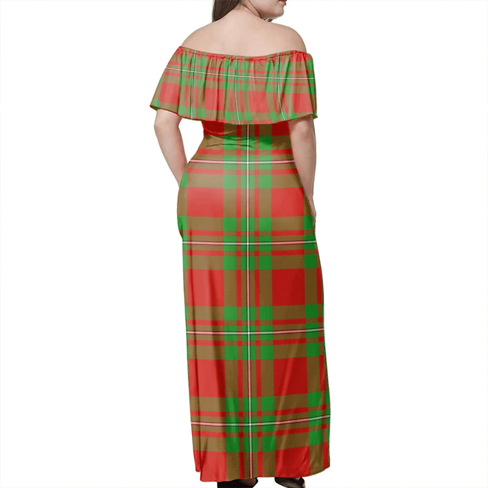 MacGregor Modern Tartan Off Shoulder Long Dress