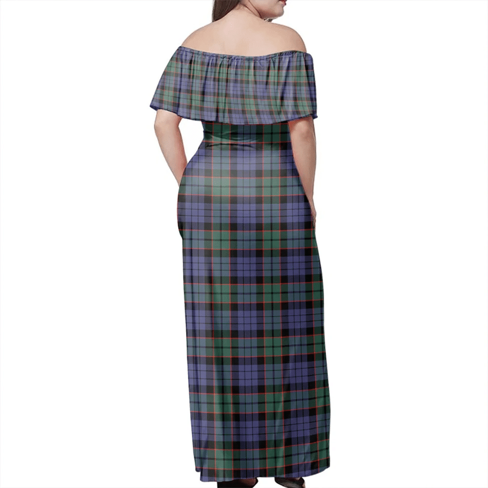 Fletcher Modern Tartan Off Shoulder Long Dress