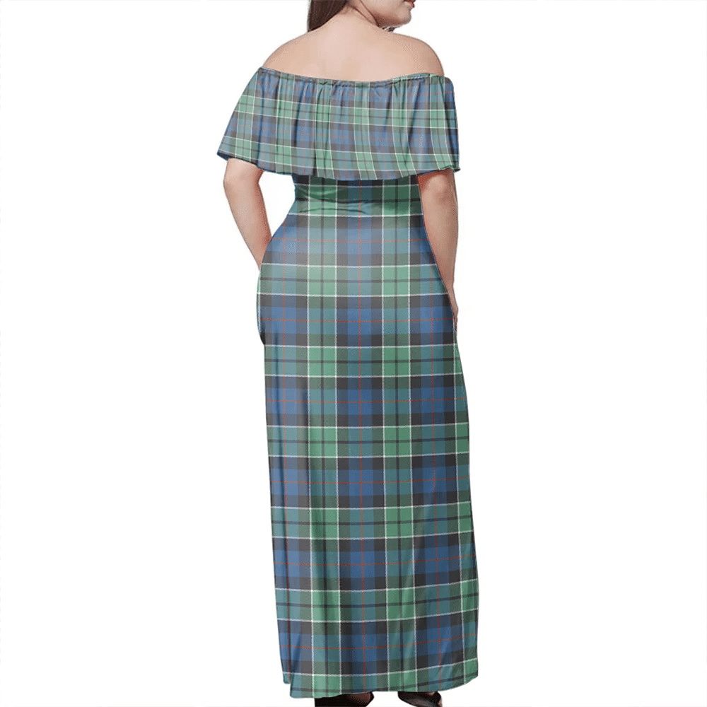 Leslie Hunting Tartan Off Shoulder Long Dress