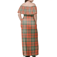 Scott Ancient Tartan Off Shoulder Long Dress