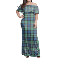 Leslie Hunting Tartan Off Shoulder Long Dress