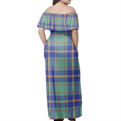 Us Marine Tartan Off Shoulder Long Dress