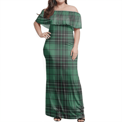 MacLean Hunting Tartan Off Shoulder Long Dress