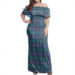 Douglas Modern Tartan Off Shoulder Long Dress