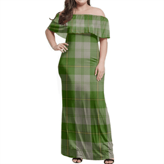 Cunningham Dress Green Dancers Tartan Off Shoulder Long Dress