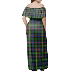 Farquharson Modern Tartan Off Shoulder Long Dress