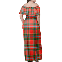 Drummond Of Perth Tartan Off Shoulder Long Dress