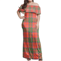 Grant Ancient Tartan Off Shoulder Long Dress