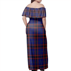 Home Modern Tartan Off Shoulder Long Dress