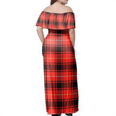 MacIver Modern Tartan Off Shoulder Long Dress