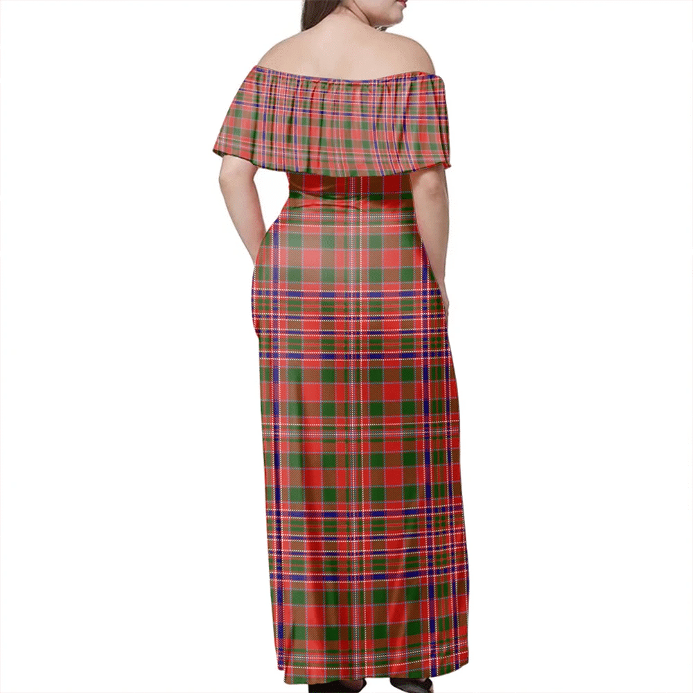 MacAlister Modern Tartan Off Shoulder Long Dress