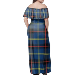 Grewar Tartan Off Shoulder Long Dress