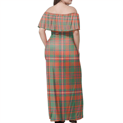 MacKinnon Ancient Tartan Off Shoulder Long Dress