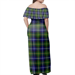 MacNeill Of Barra Modern Tartan Off Shoulder Long Dress