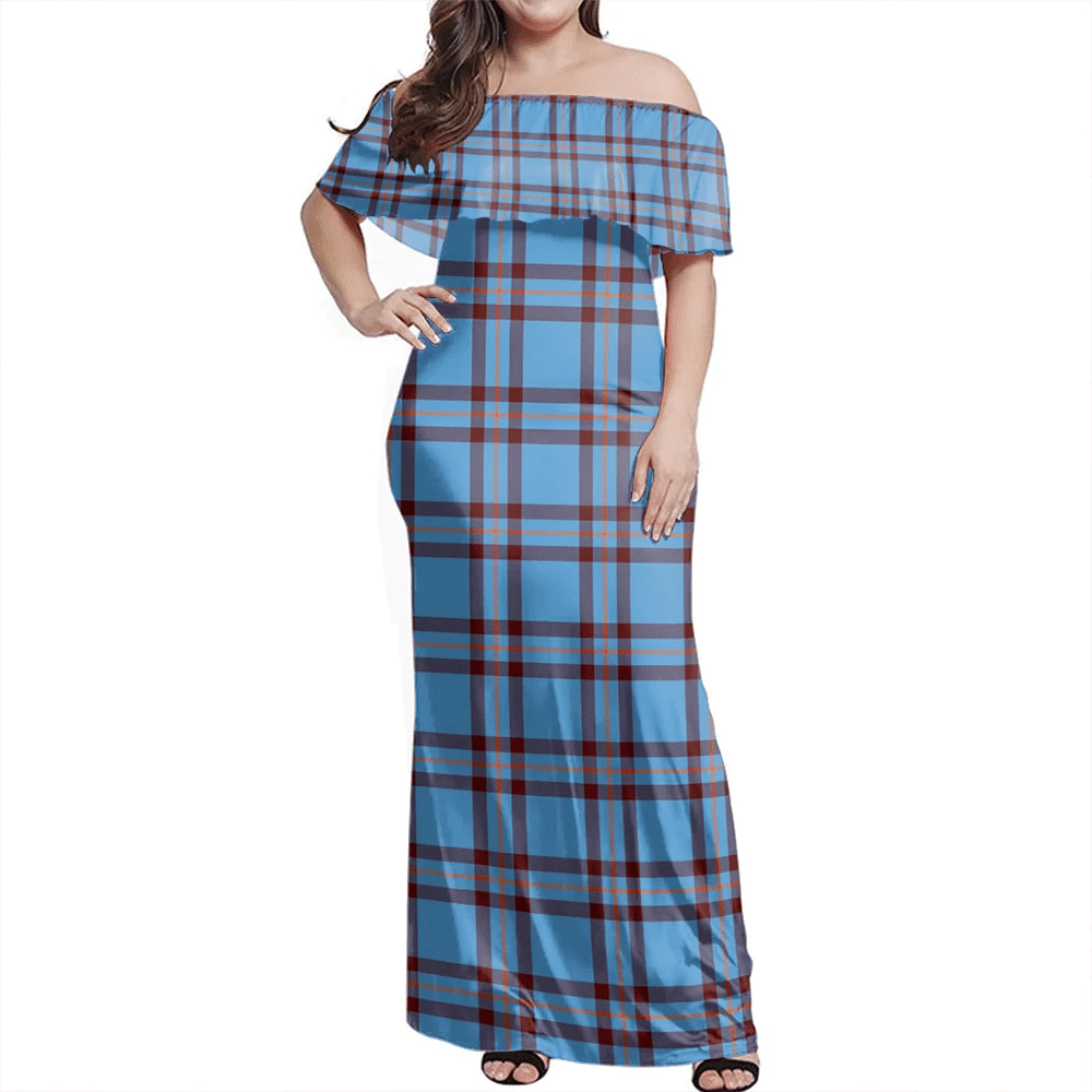 Elliot Ancient Tartan Off Shoulder Long Dress