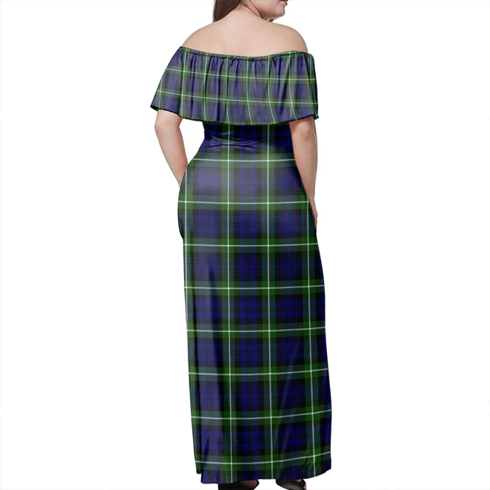 Lamont Modern Tartan Off Shoulder Long Dress