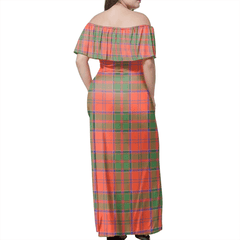 Grant Ancient Tartan Off Shoulder Long Dress