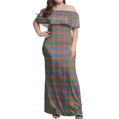 MacIntyre Ancient Tartan Off Shoulder Long Dress