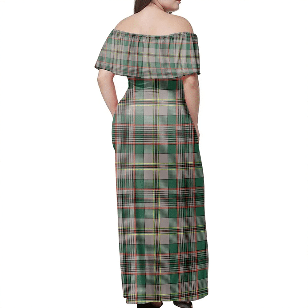 Craig Ancient Tartan Off Shoulder Long Dress