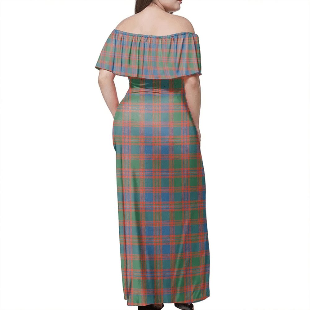 MacIntyre Ancient Tartan Off Shoulder Long Dress