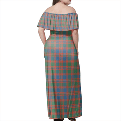 MacIntyre Ancient Tartan Off Shoulder Long Dress