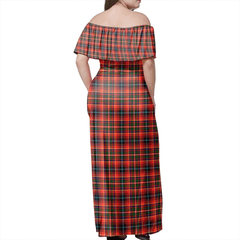 Innes Modern Tartan Off Shoulder Long Dress