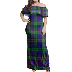 MacKinlay Modern Tartan Off Shoulder Long Dress