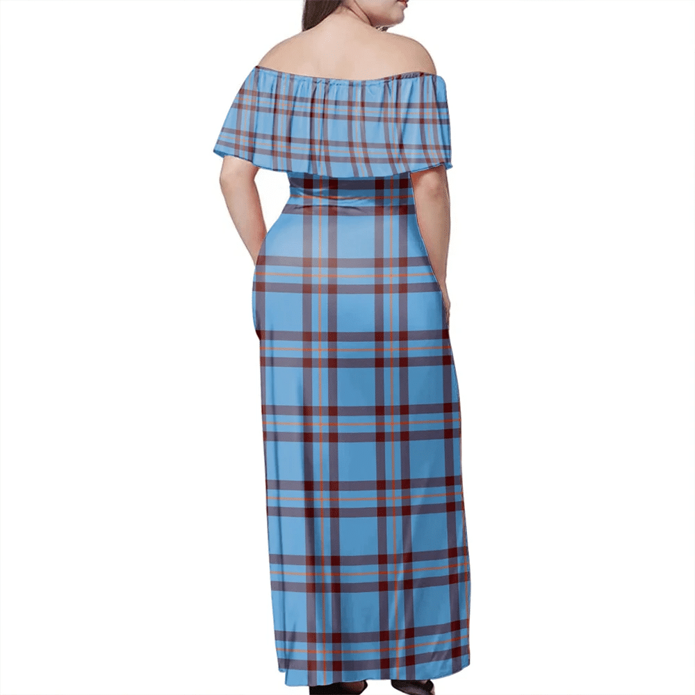 Elliot Ancient Tartan Off Shoulder Long Dress