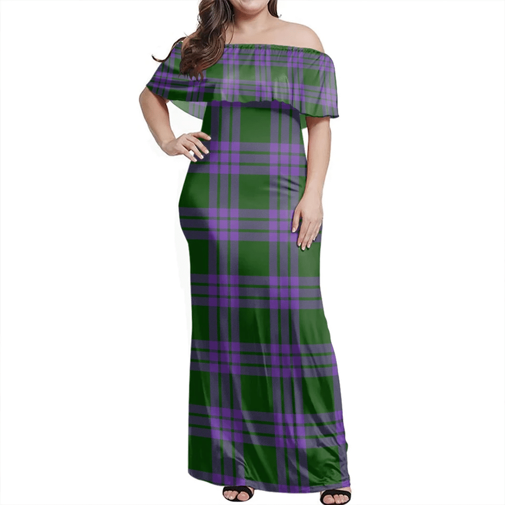 Elphinstone Tartan Off Shoulder Long Dress