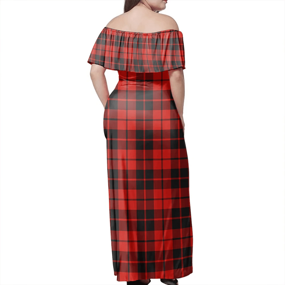 Ettrick District Tartan Off Shoulder Long Dress