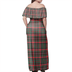 Cumming Hunting Modern Tartan Off Shoulder Long Dress