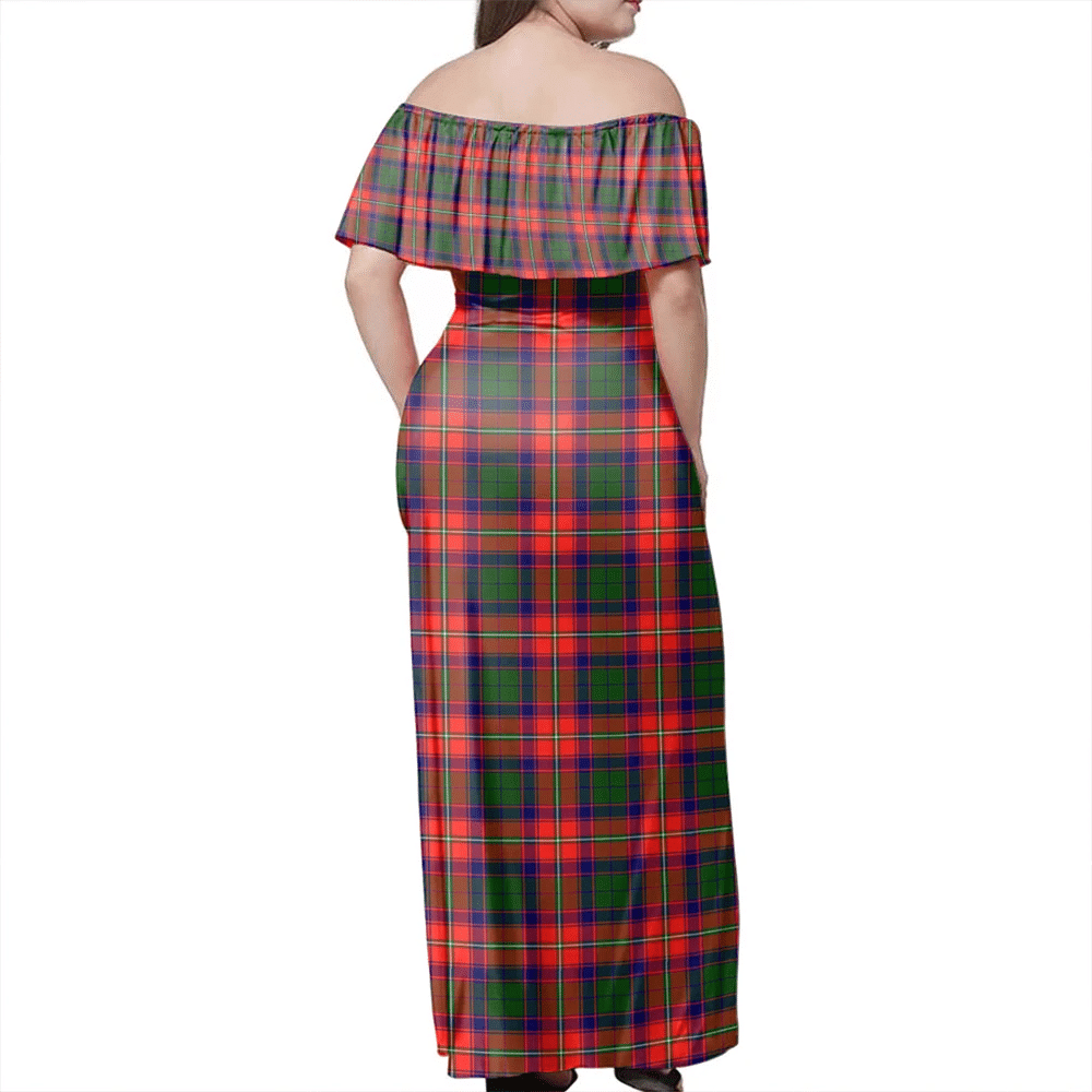 Roxburgh District Tartan Off Shoulder Long Dress