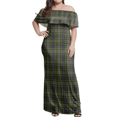 Davidson Tulloch Dress Tartan Off Shoulder Long Dress